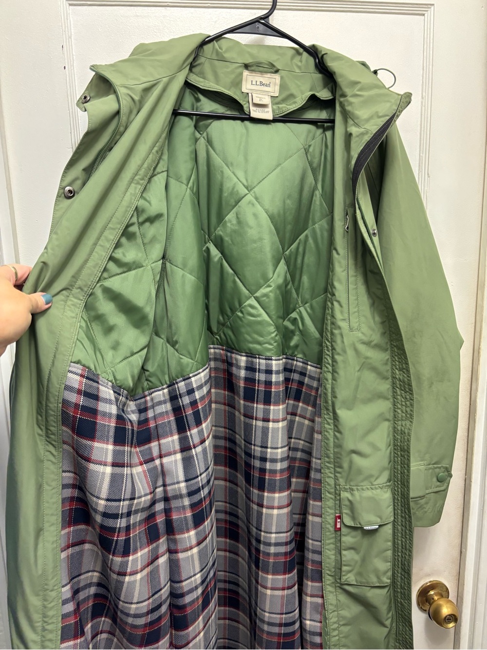 L.L. Bean Wharf Street Raincoat Full Length Size XL Color Green - Picture 4 of 15